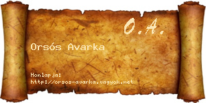 Orsós Avarka névjegykártya